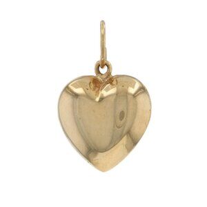 Yellow Gold Puffy Heart Pendant - 14k Love